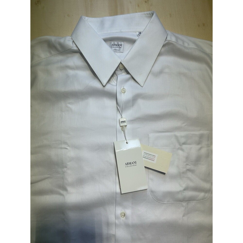 AS IS - NWT Armani Collezioni White Dress Shirt Size 17 / 44 - Made in Italy New
